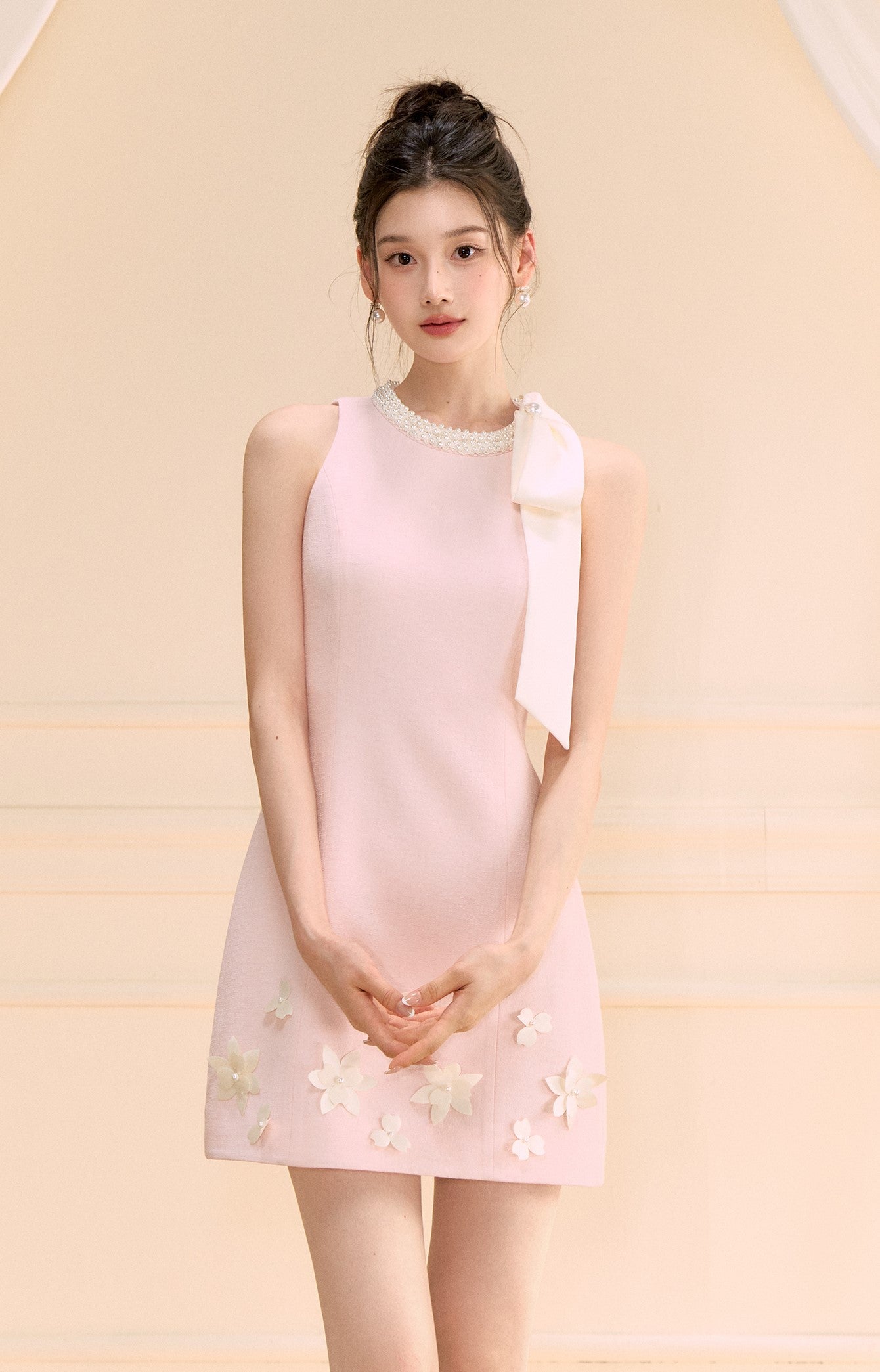 Bow A-line Sleeveless Dress OSH0176
