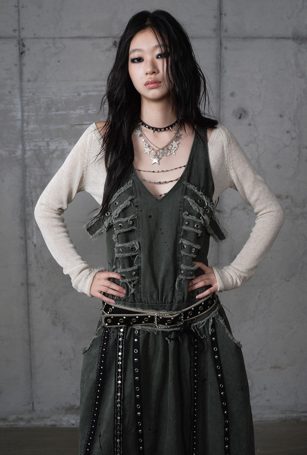 Punk Raw Edge Long Dress NOR0208
