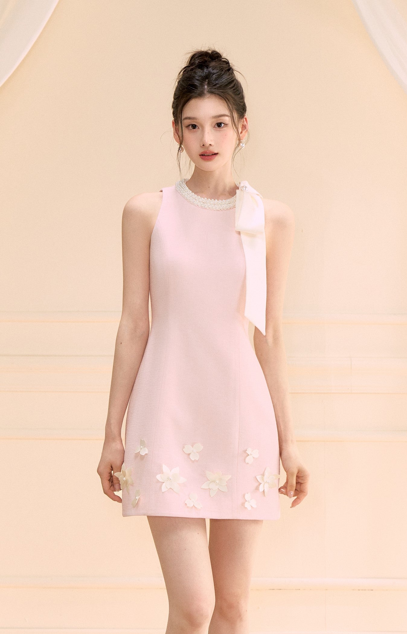 Bow A-line Sleeveless Dress OSH0176