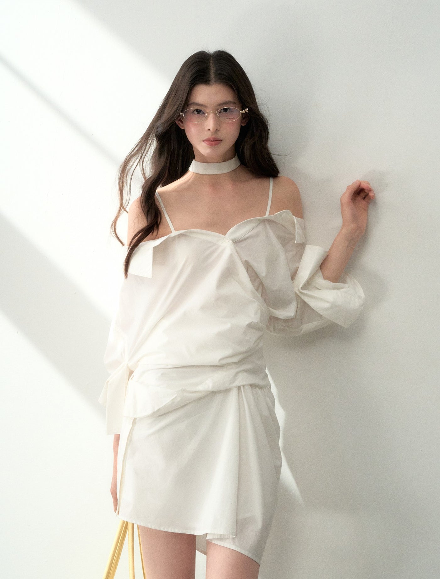 Off-shoulder Pleated Suspender Dress LAL0180