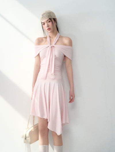 Halter Neck Strap Irregular Dress LAL0192