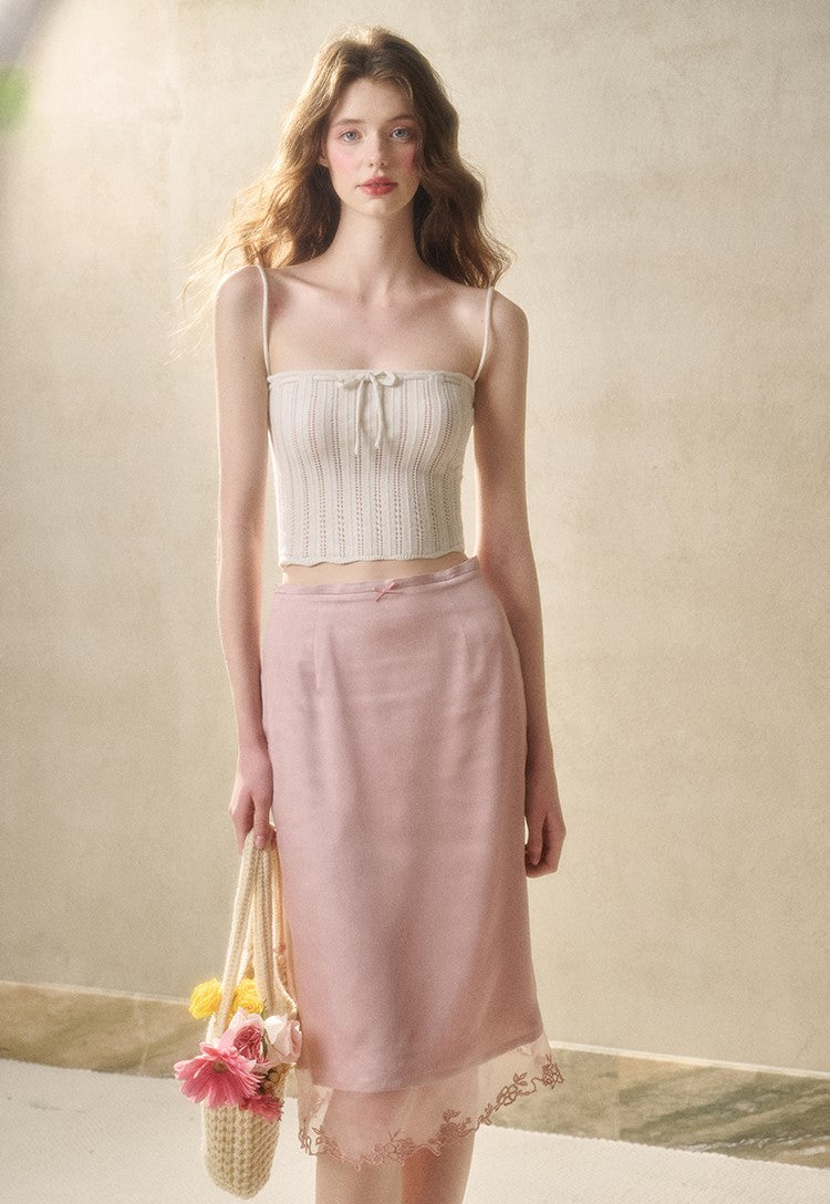 Flower Hollow Knit Cardigan/Camisole GRO0116