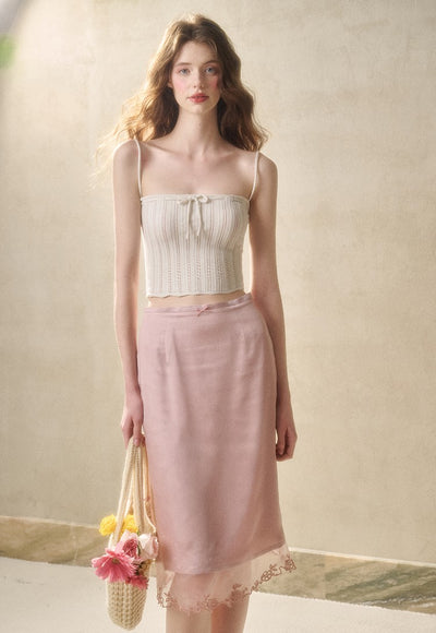 Flower Hollow Knit Cardigan/Camisole GRO0116