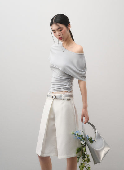 Pleated Suit Wide-leg Shorts LAL0164