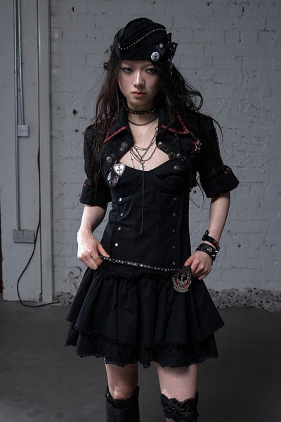 Punk Short-sleeved Short Shirt Jacket NOR0179