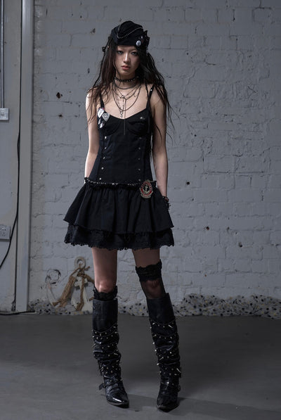 Punk Raw Edge Suspender Dress NOR0180
