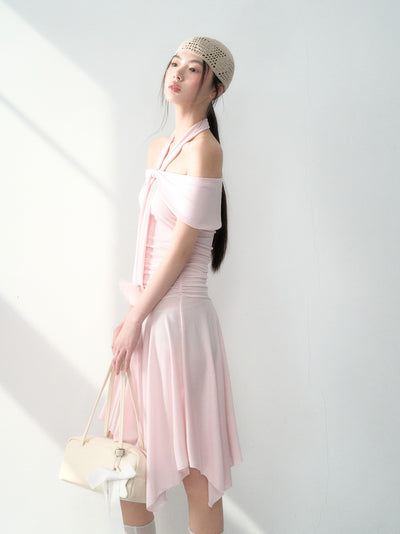 Halter Neck Strap Irregular Dress LAL0192