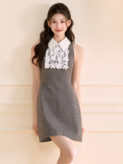 Lace Pearl Sleeveless/Short Sleeves Dress OSH0127