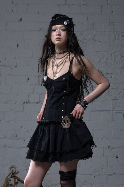 Punk Raw Edge Suspender Dress NOR0180