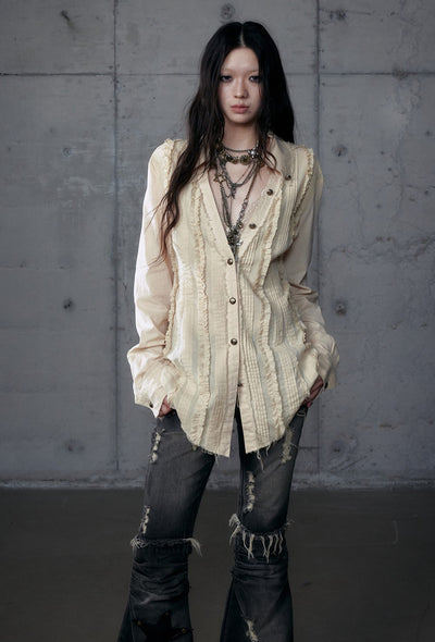 Lace V-neck Long/Short Sleeve Shirt NOR0185