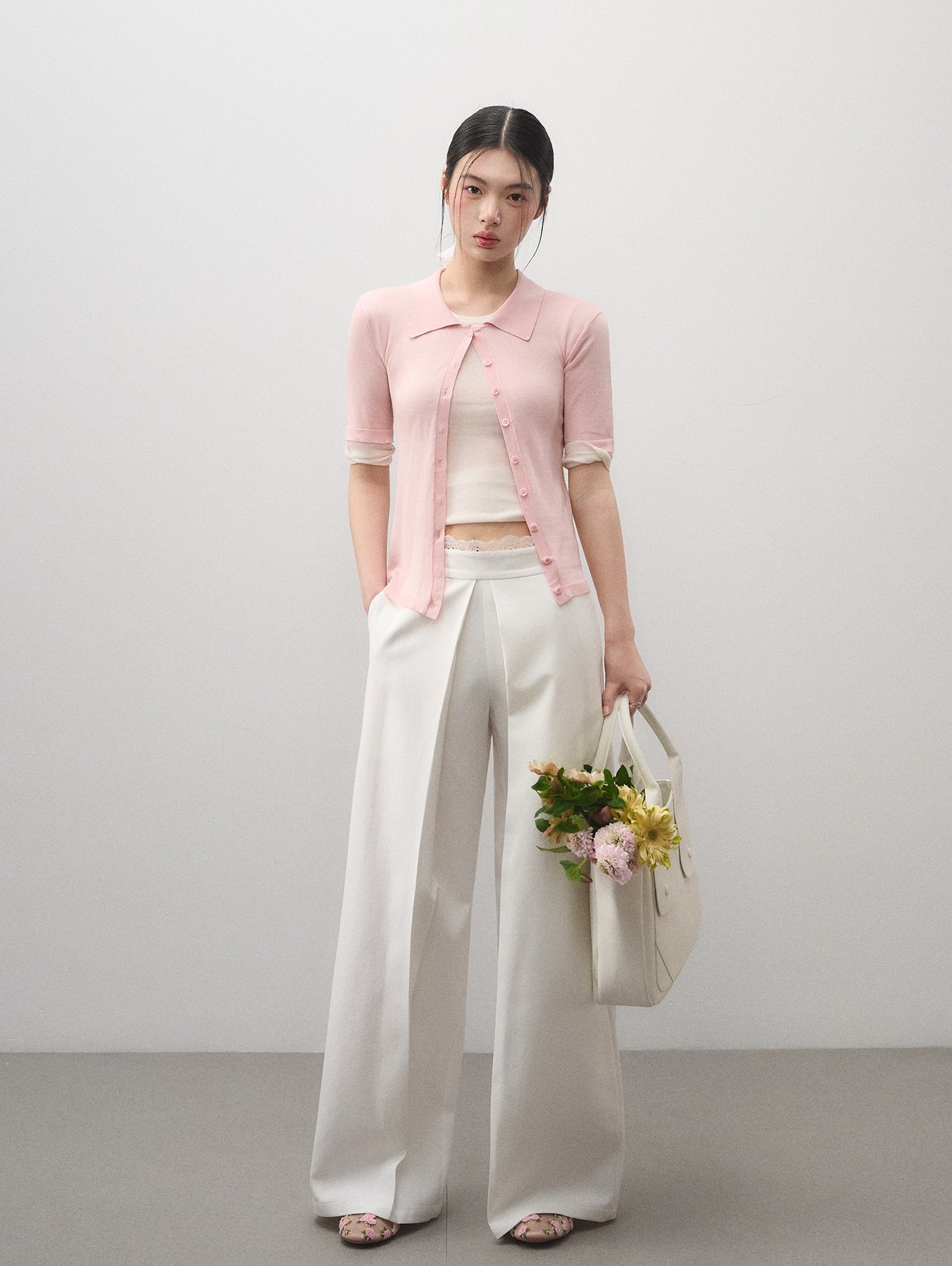 Lace Waist Straight Suit Pants LAL0177