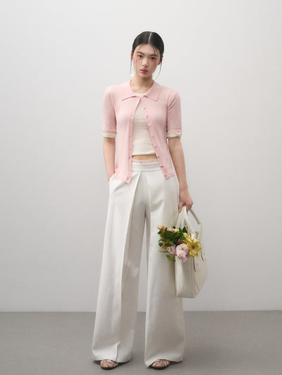 Lace Waist Straight Suit Pants LAL0177