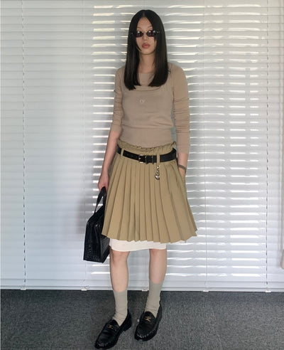 Double-layer Pleated Skirt AOA0014