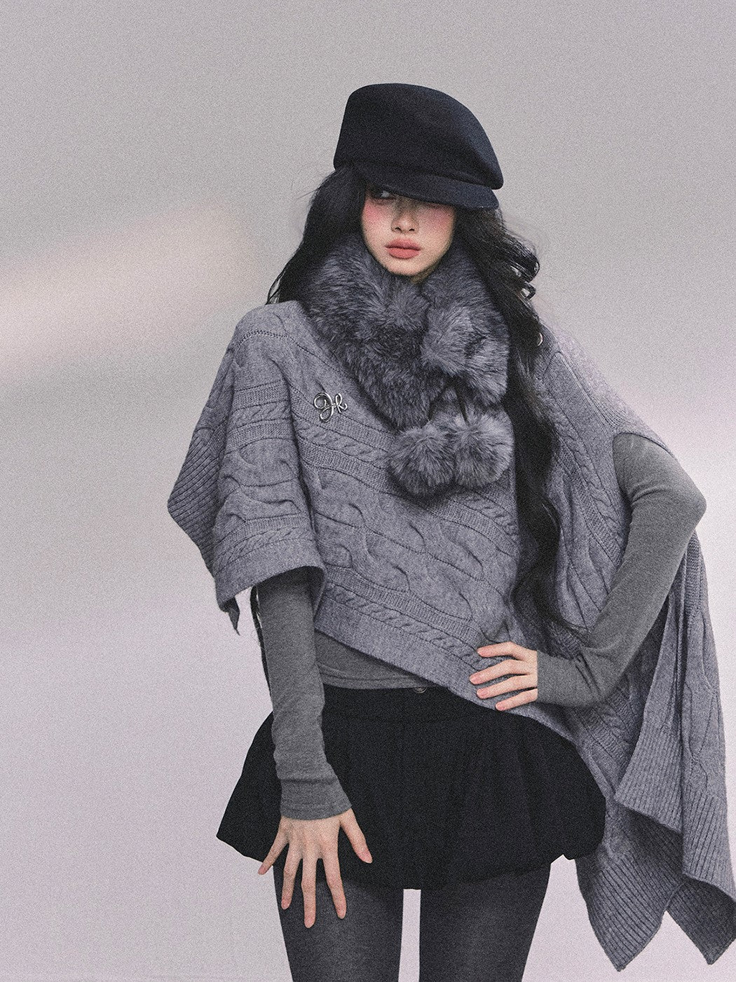 High-end French Knitted Cape DIA0617