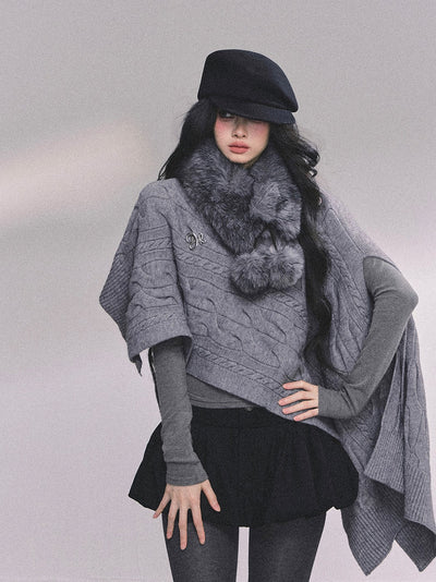 High-end French Knitted Cape DIA0617