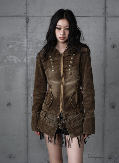 Corduroy Detachable Hooded Jacket NOR0201