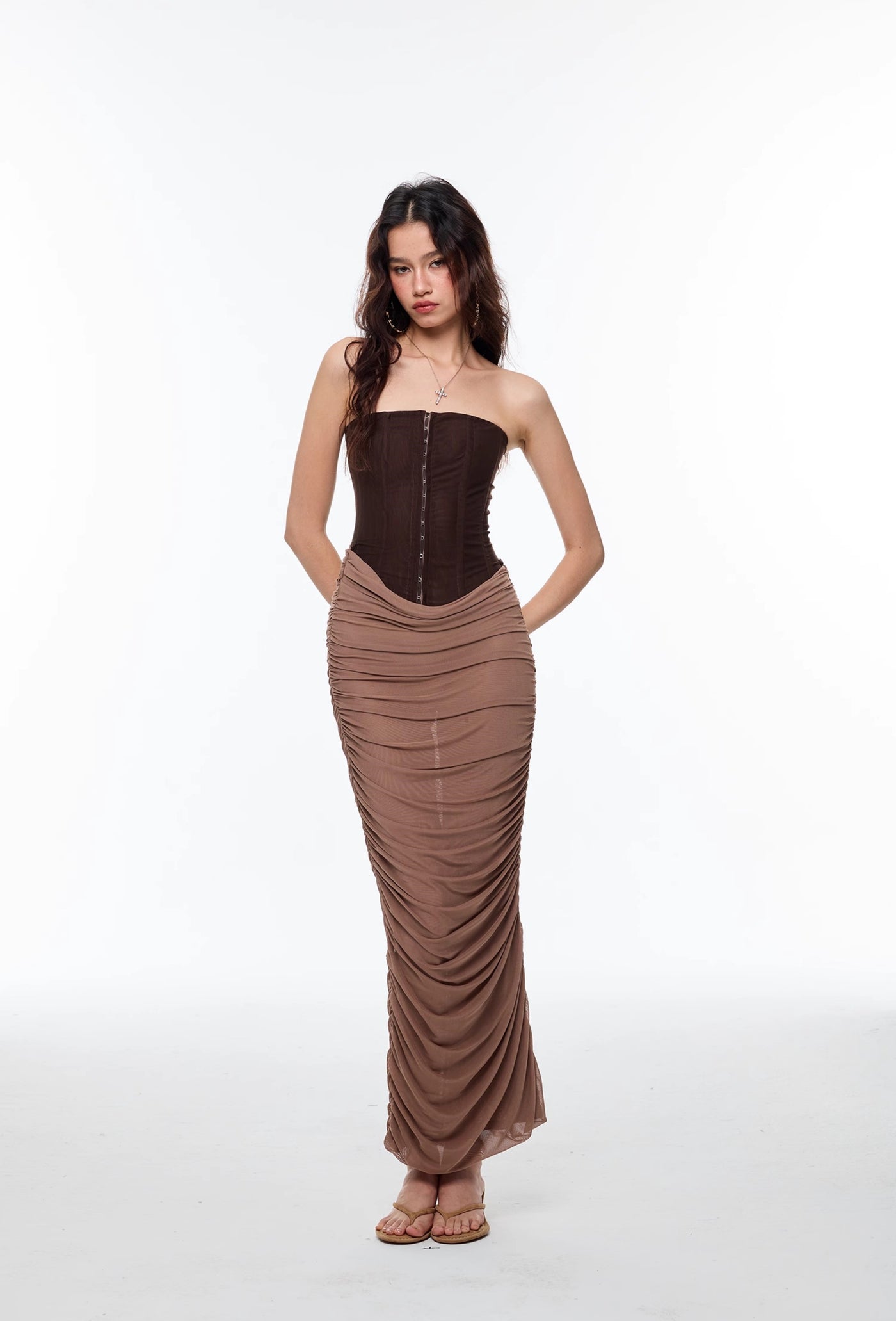 Mesh Fishbone Corset Dress 4MU0139