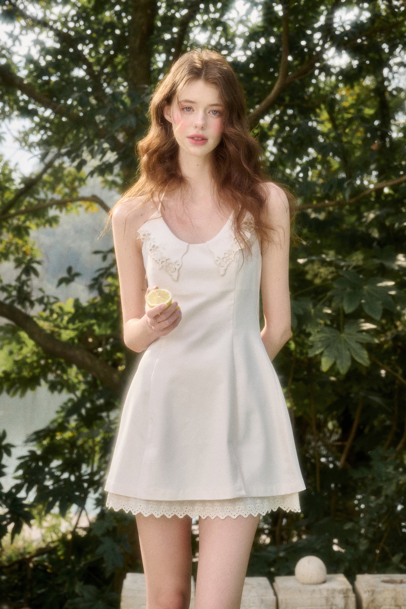 Lace Embroidered Suspender Dress GRO0106