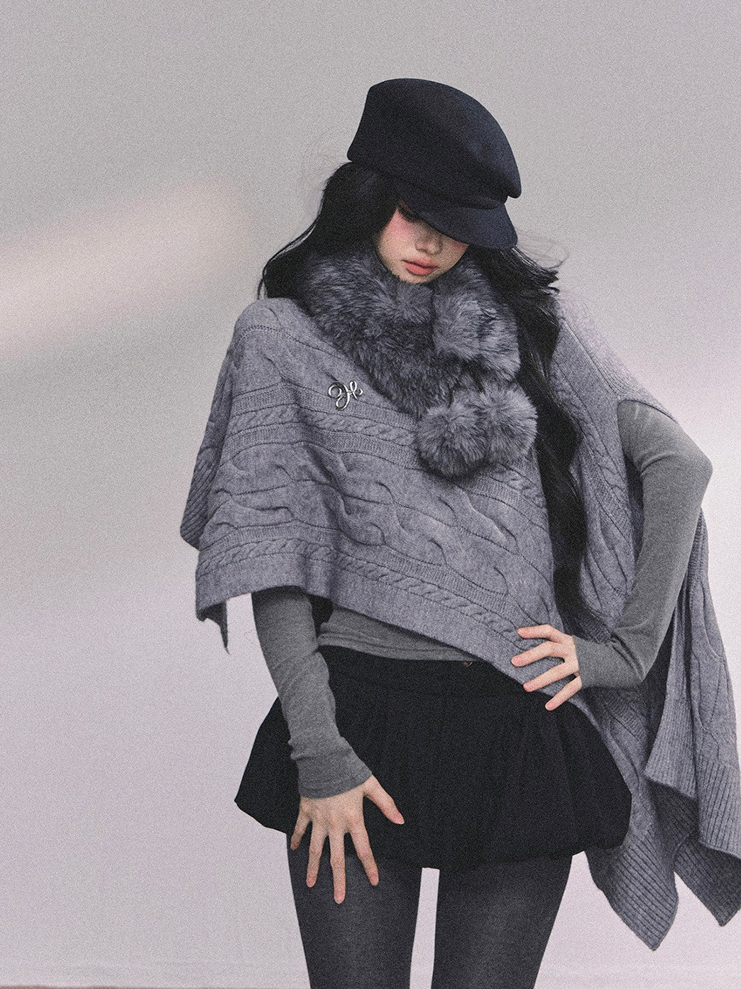 High-end French Knitted Cape DIA0617