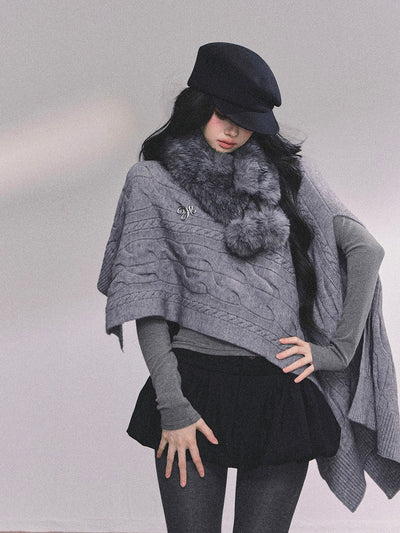 High-end French Knitted Cape DIA0617