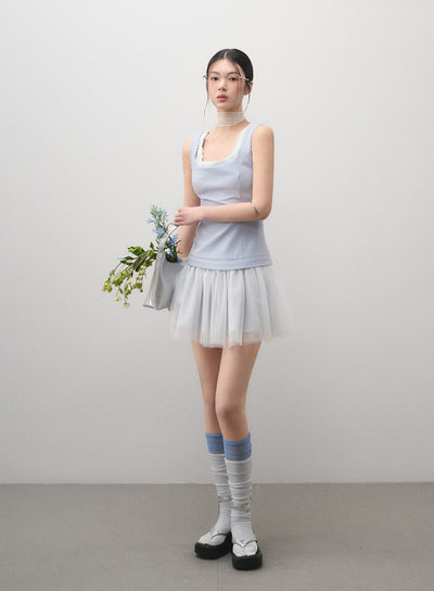 Fake Two-piece Splicing Mesh Dress LAL0163