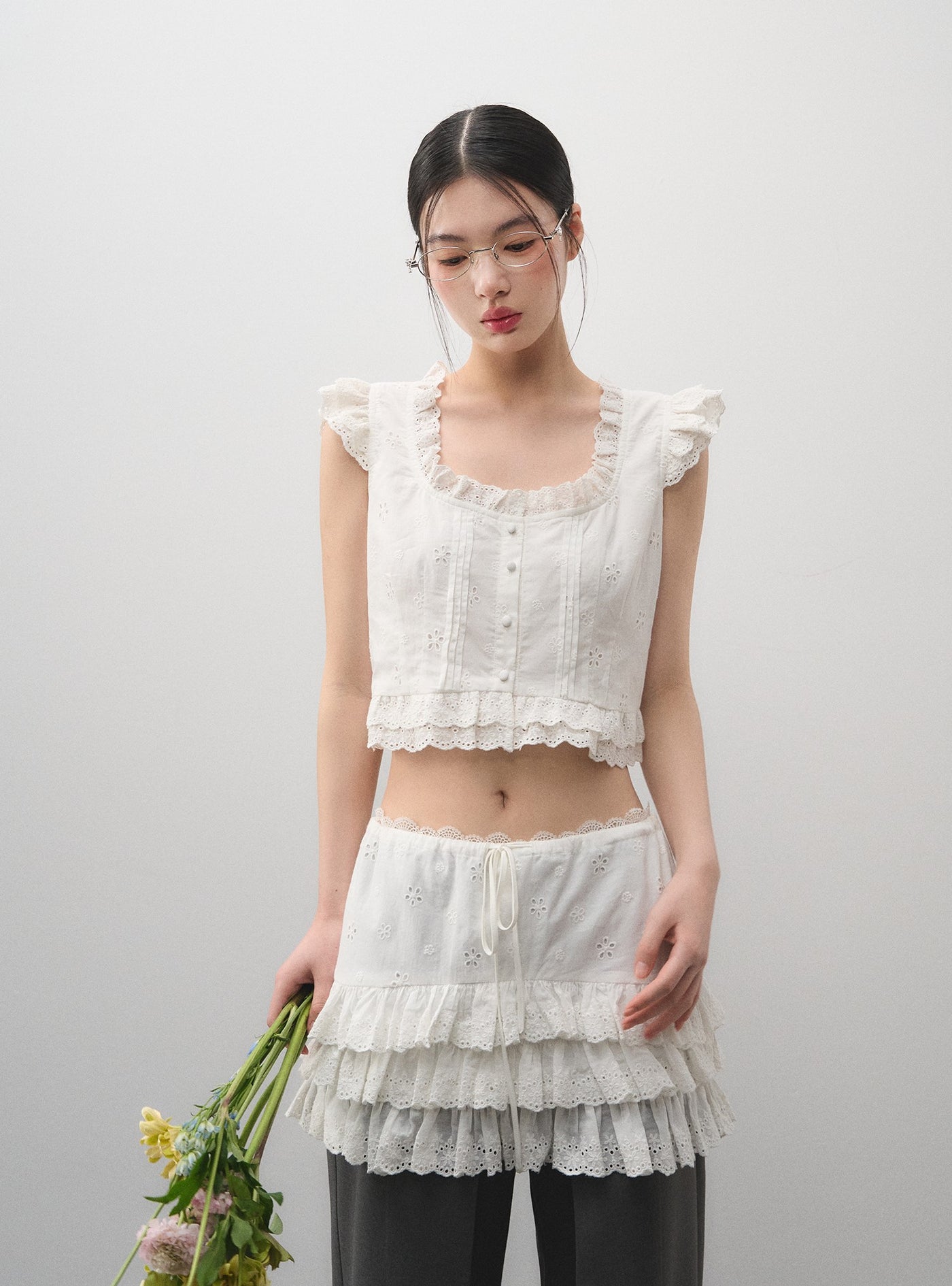 Flying Sleeves Top/Lace Cake Skirt LAL0171