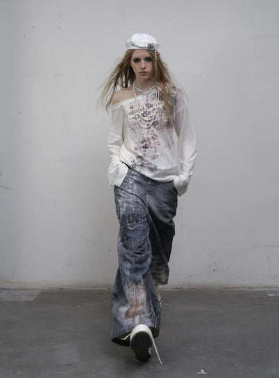Punk One-shoulder Long-sleeved T-shirt NOR0169