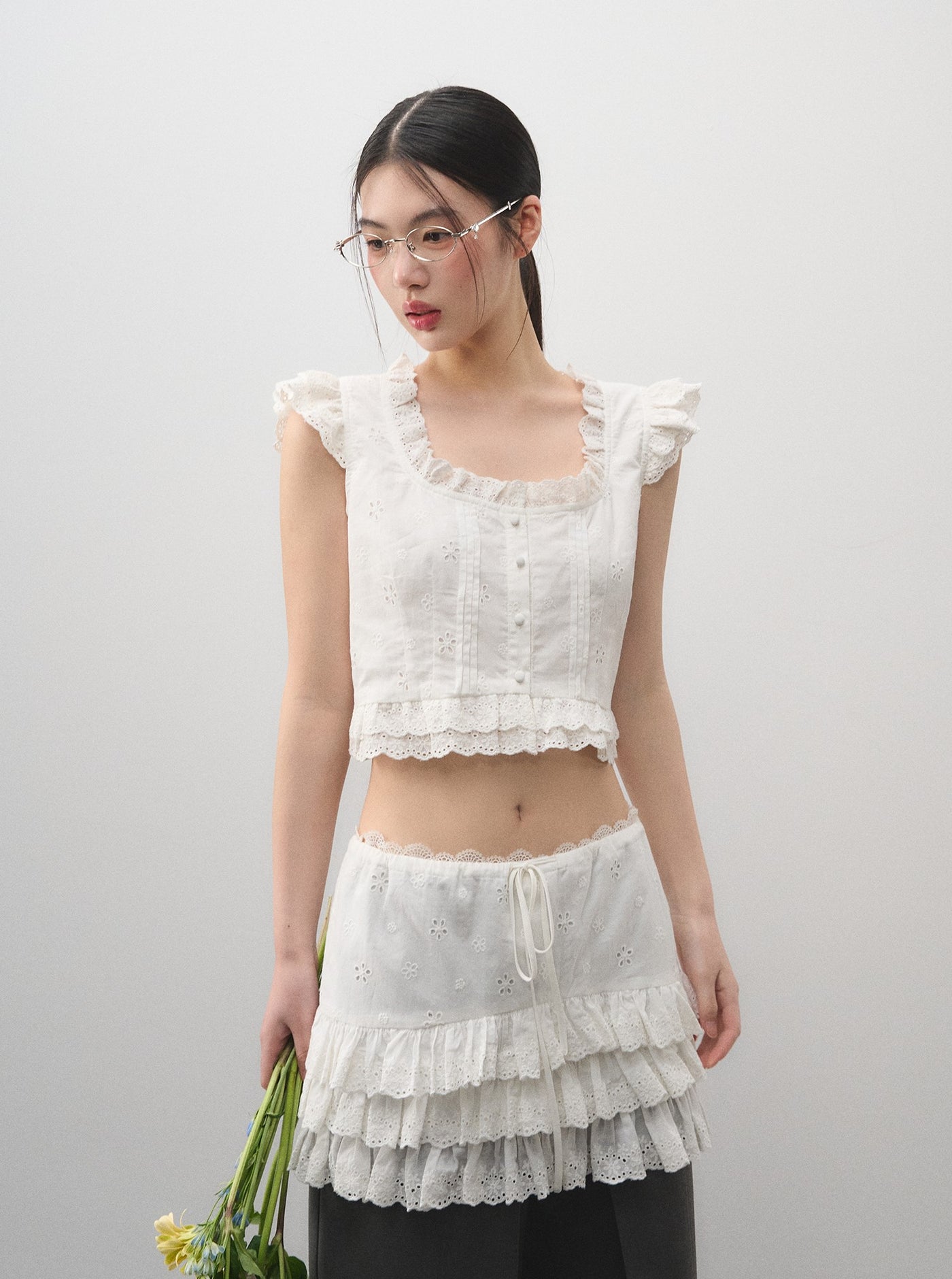 Flying Sleeves Top/Lace Cake Skirt LAL0171