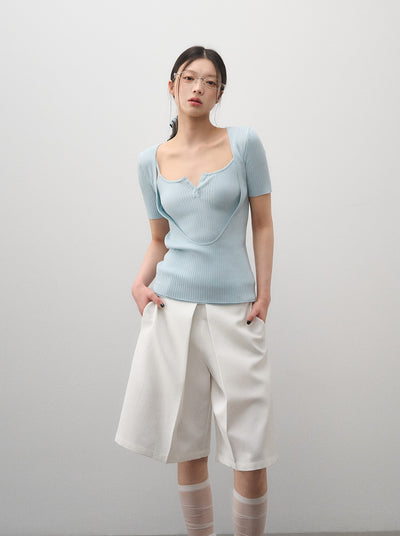 Pleated Suit Wide-leg Shorts LAL0164