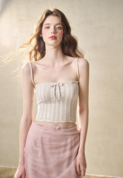 Flower Hollow Knit Cardigan/Camisole GRO0116