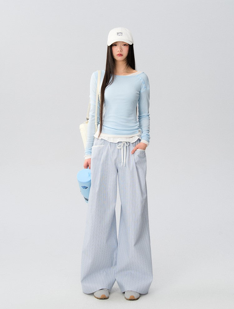 Drawstring Loose Casual Striped Pants LAL0168