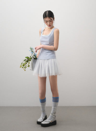 Fake Two-piece Splicing Mesh Dress LAL0163