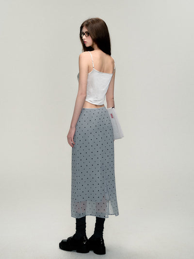 Tulle Polka Dot All-match Long Straight Skirt OAK0205