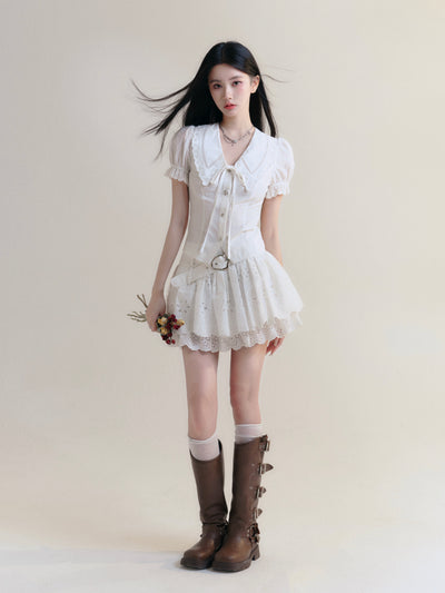 Puff Sleeve Shirt/Short Skirt FRA0170