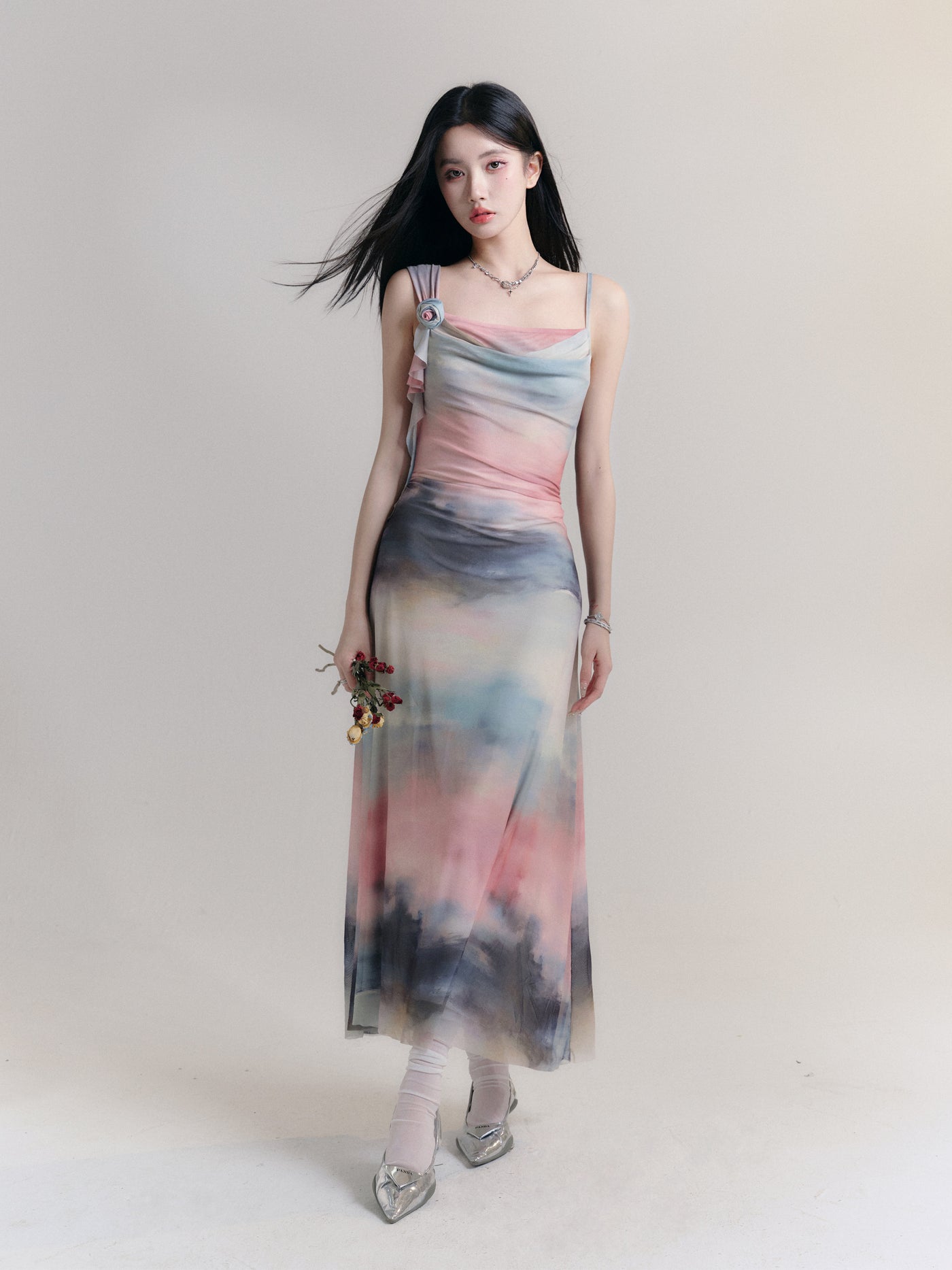 Tropical Color Gradient Fantasy Suspender Dress FRA0191