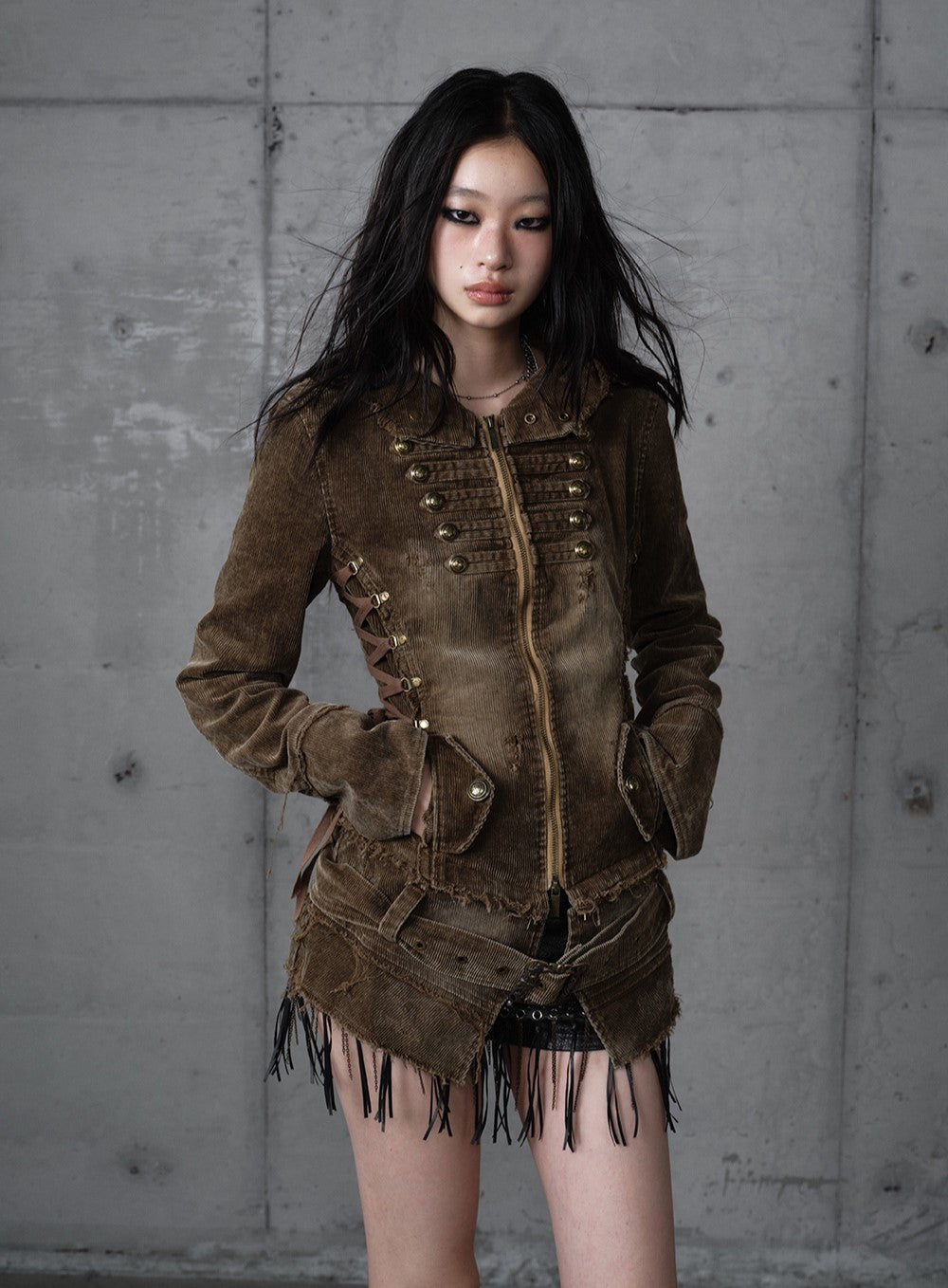 Corduroy Detachable Hooded Jacket NOR0201