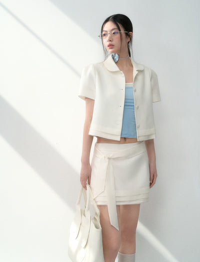 Doll Collar Jacker/A-line Short Skirt LAL0184