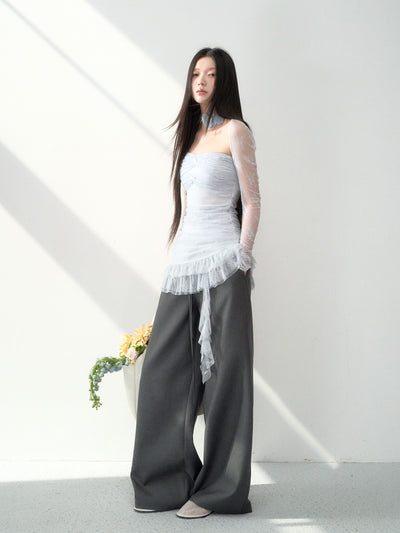Lace Irregular Tube Top+Shawl LAL0190