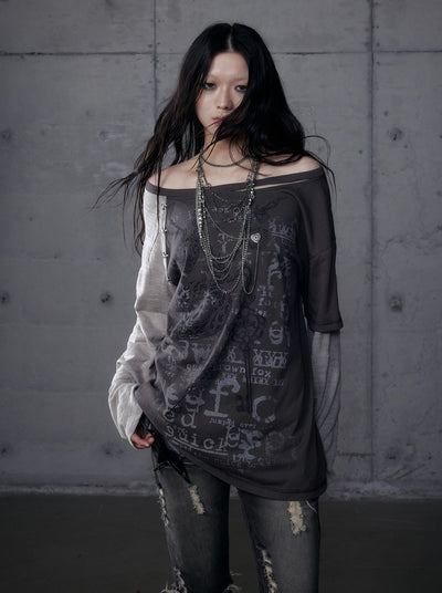 Punk One-shoulder Long-sleeved T-shirt NOR0192