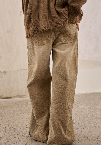 Leopard Loose Wide-leg Jeans DID0223