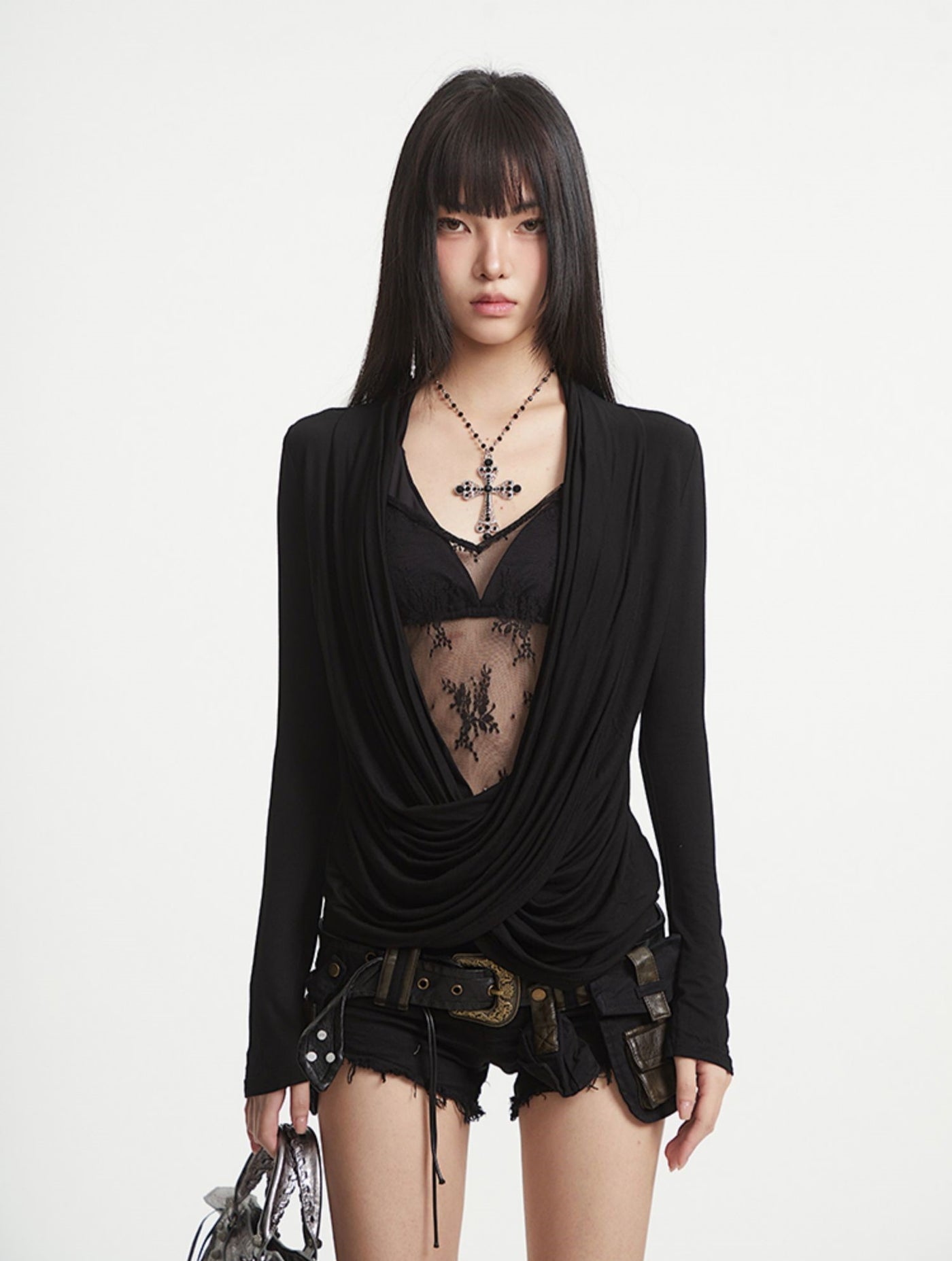 Lace Collar See-through Mesh Top UNC0256