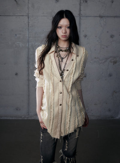 Lace V-neck Long/Short Sleeve Shirt NOR0185
