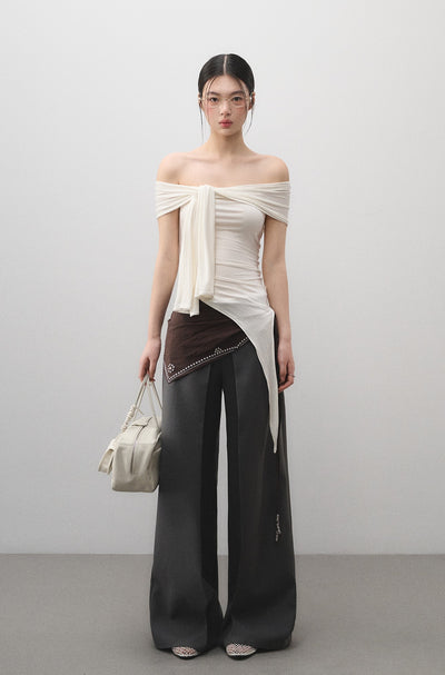 Lace Waist Straight Suit Pants LAL0177