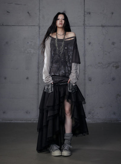 Punk One-shoulder Long-sleeved T-shirt NOR0192