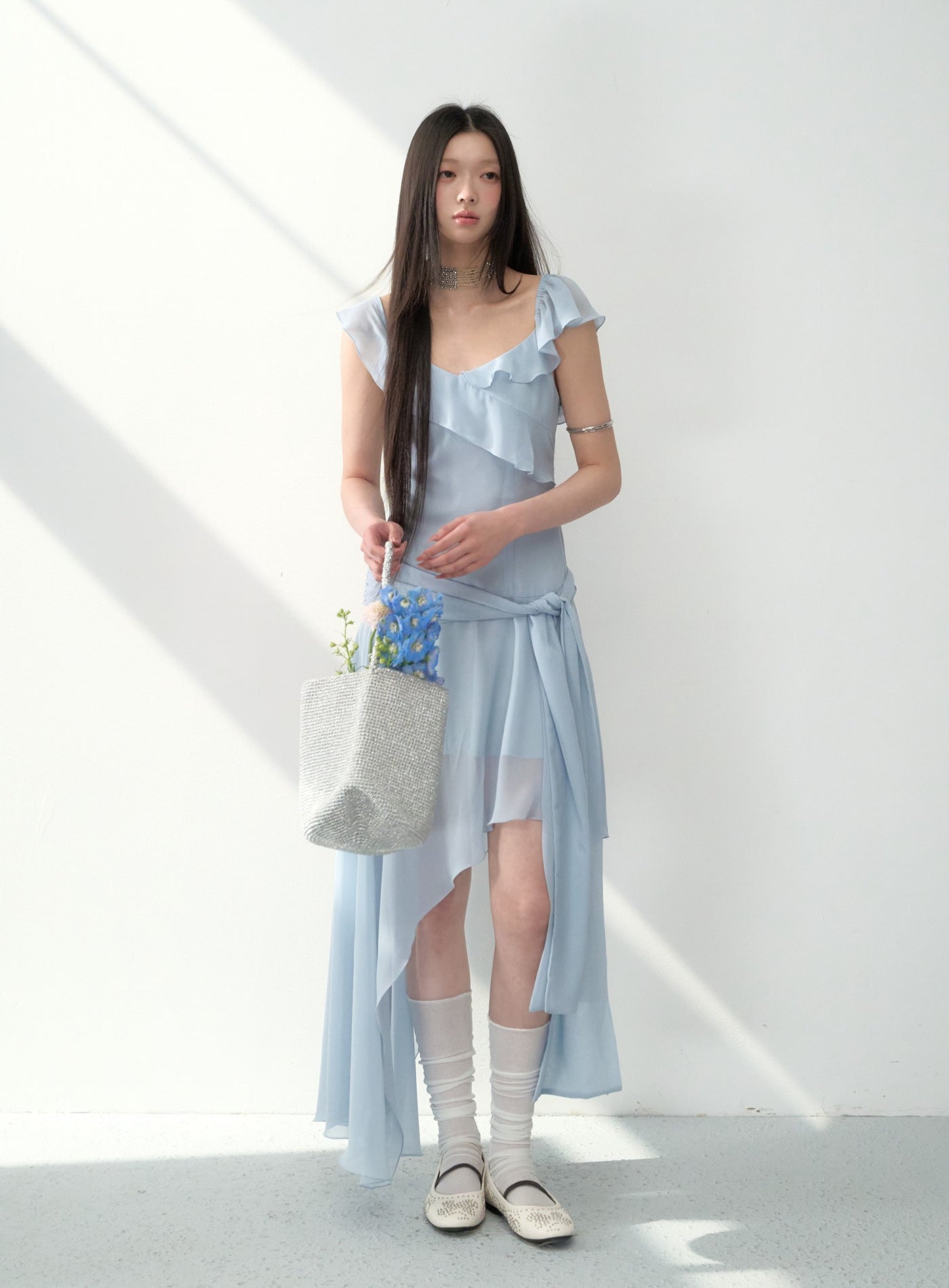Ruffled Irregular Suspender Dress LAL0161