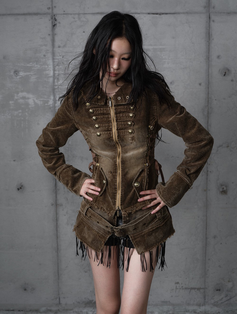 Corduroy Detachable Hooded Jacket NOR0201