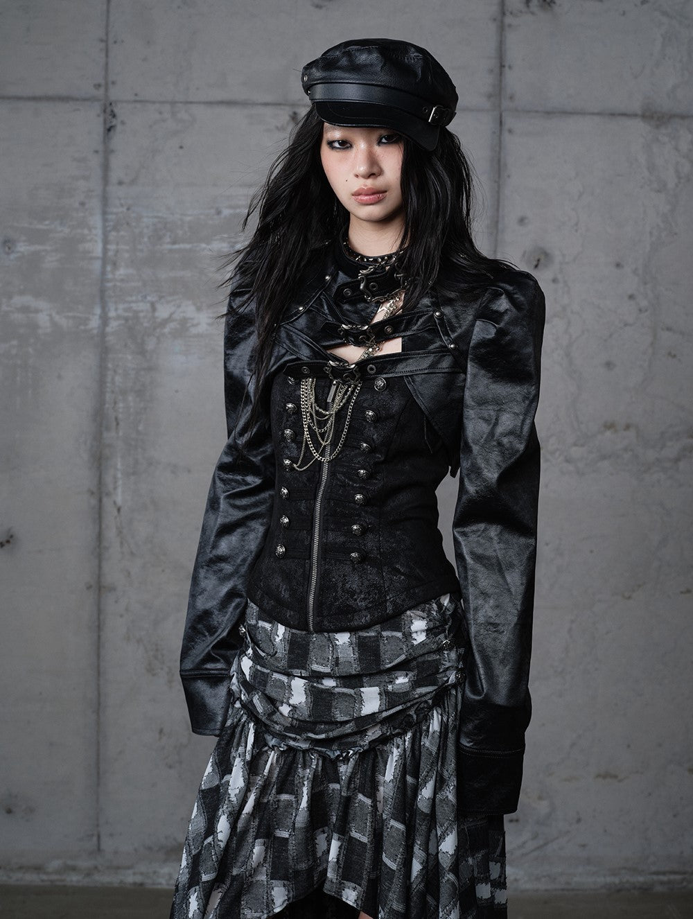 Punk Stand Collar Short Leather Jacket NOR0203