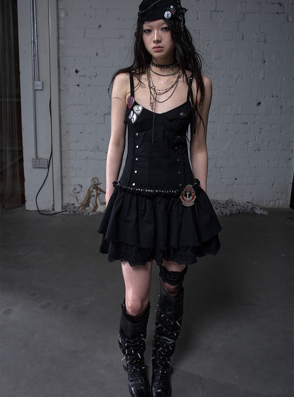Punk Raw Edge Suspender Dress NOR0180