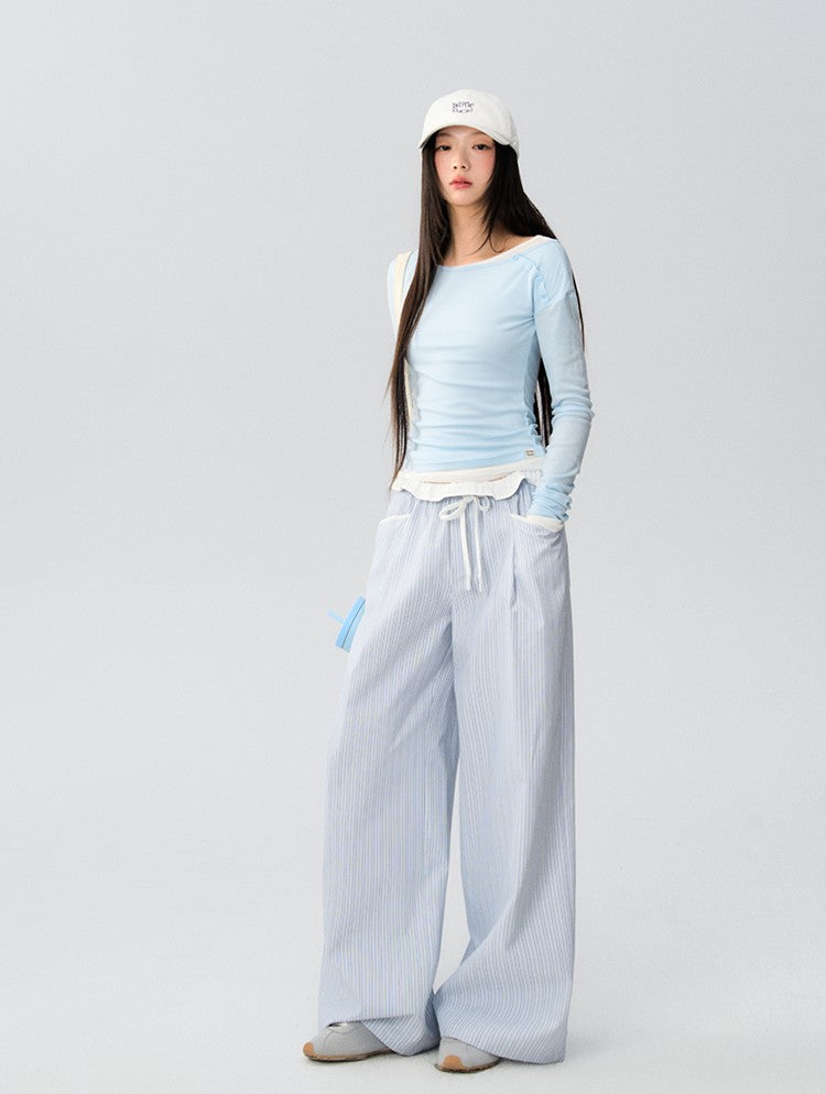 Drawstring Loose Casual Striped Pants LAL0168