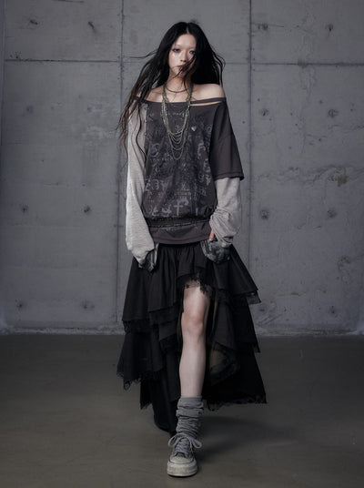 Punk One-shoulder Long-sleeved T-shirt NOR0192